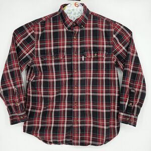 Carhartt Shirt Mens Large Red Black Plaid Long Sleeve Relaxed Fit Workwear‎